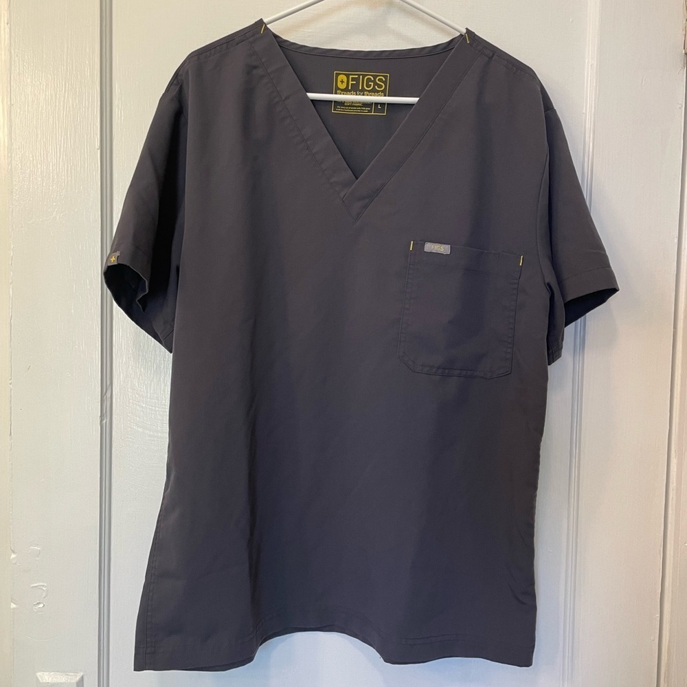 Figs Naga One Pocket Scrub Top Charcoal Large